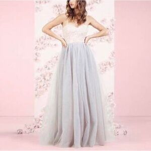 LC Lauren Conrad Runway Collection Tulle Maxi Gray/Lavender Ombre Skirt, Size 4